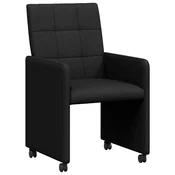 Vidaxl Jedilni stoli s kolesi 2 szt. Črna 58 x 65 x 94 cm blago
