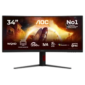 AOC G4 CU34G4ZCA računalni monitor 86,4 cm (34) 3440 x 1440 pikseli Wide Quad HD Črna, Rdeča