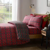 Rdeča/temno zelena posteljnina za zakonsko posteljo 200x200 cm Tartan Check – Catherine Lansfield
