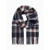 Ombre Mens Scottish check fringed scarf - navy blue and cream