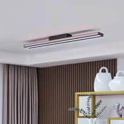 Lucande Smart LED stropna svetilka Leicy črna 8 cm RGB CCT - Dnevna soba/jedilnica - Sodobni - črna, bela - Kovina