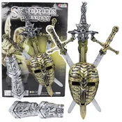 slomart LEAN TOYS Viteški set: 3 meči, maska in ščitniki z realističnimi okraski