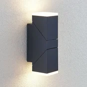 Lindby LED stenska svetilka Sally, 22 cm, antracit, IP54 - Sodobni - antracitna, bela satinirana - Aluminij