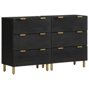 Komoda 2 kom crna 60 x 33 x 75 cm konstruirano drvo