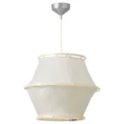 BÄCKMÄRKE Viseča svetilka, bela tekstil/les, 54 cm