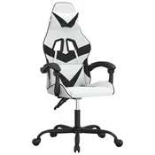 Vidaxl Vrtljiv gaming stol belo in črno umetno usnje
