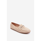 Beige womens eco-suede loafers Ladite