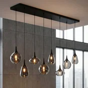 Trio Lighting Obesek Lumina, 8-svetlobni, črna/krom, steklo - Dnevna soba/jedilnica - črna mat, uparjen krom