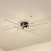 Lindby LED stropna svetilka Elviano, O 80 cm, črna, 3.000 K - Dnevna soba/jedilnica - Sodobni - črna, bela - Aluminij