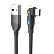INF 2-Pack USB na Type-C 180° vrtljiv polnilni podatkovni kabel - najlonsko pleten Black 2 m, (5000276577)