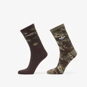 Nogavice adidas Camo Crew Sock 2-Pack Olive Strata/ Aurora Coffee XL