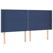 Vidaxl Vzglavje z ušesi modro 203x16x118/128 cm blago