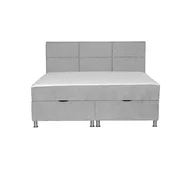 Time POSTELJA Z VZMETNICO 160 cm x 200 cm , les, tekstil, leseni material svetlo siva