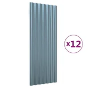 Vidaxl Strešne plošče 12 kosov cinkano jeklo sive 100x36 cm