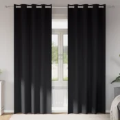 Zavese za zatemnitev z obroči 2 kos Črna 225 x 140 cm Poliester