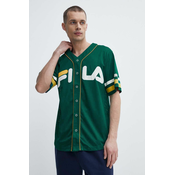 Majica kratkih rukava Fila Lashio za muškarce, boja: zelena, s aplikacijom, FAM0652