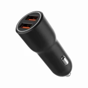 Gembird TA-UC-A2QC36-CAR-01 hitri avto polnilec z 2 vrati USB QC, črn 36 W, 3A