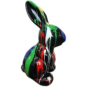 Casa Padrino luxury designer decorative figure rabbit black/multicolored H. 65 cm - Weatherproof decorative sculpture - Living room decorative figure - Luxury garden decorative animal figure