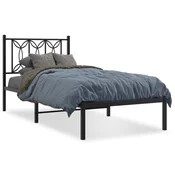 shumee vidaXL Kovinski posteljni okvir z vzglavjem črne barve 90x200 cm