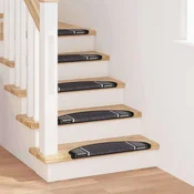 vidaXL Samolepilni stopniščni tepihi 15 pcs Antracit 65 x 21 x 4 cm