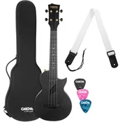 Cascha Carbon Fibre Black koncert ukulele komplet
