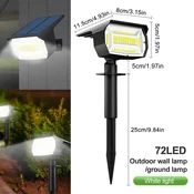 KJB Solarni vrtni reflektor, 72 LED, bela svetloba, 3 načini, IP65