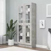 vidaXL Vitrina betonsko siva 82,5×30,5×185,5 cm iverna plošča