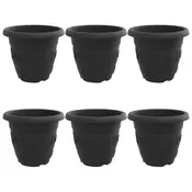 Okrugla saksija za cvece 6 pcs Crna O 39 x 32 cm Plastika