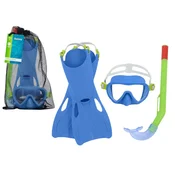 Šnorchovací set za otroke Essential, plavalne plavuti, očala, šnorkel (rumeno-roza, modro-zelen)