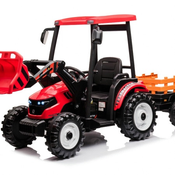 Traktor Sa Prikolicom i Utovarivacem Crveni Premium Oprema 24V7A ( 12941 )
