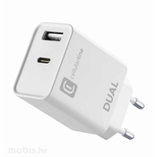 CellularLine hišni polnilec Apple, USB + USB-C, 20 W (ACHIPHUSB2PD20WW)
