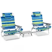 COSTWAY Komplet 2 plažnih stolov s mizico, (5000356028)