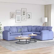 Modularna sofa s jastucima, tkanina, traperice, plava