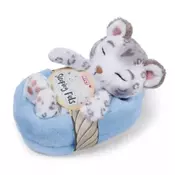 Nici: Plišasti speči snežni leopard v košari - 12 cm