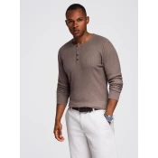 Ombre Mens ribbed sweater with buttons at the neckline - ash