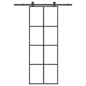 Vidaxl vidaXL Drsna vrata z okovjem, ESG steklo in aluminij, 76x205 cm