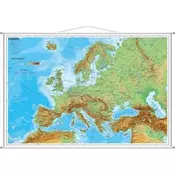 Stiefel Wandkarte Kleinformat Europa, physisch, mit Metallstäben