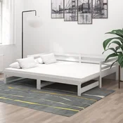 shumee vidaXL Zložljiva postelja iz masivnega borovega lesa bela 2x (90x200) cm
