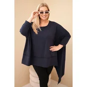 Kesi Plus Size womens tunic made of cotton with an asymmetrical bottom navy