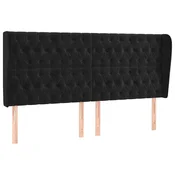 Vidaxl Vzglavje z ušesi črno 183x23x118/128 cm žamet