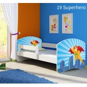 Djecji krevet ACMA s motivom, bocna bijela 160x80 cm 19-superhero