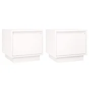 Vidaxl Nočna omarica 2 kosa bela 35x34x32 cm trdna borovina
