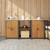 vidaXL Kuhinjski set za shranjevanje 3 pcs Rjav 180 x 50 x 92 cm