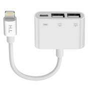 AVIZAR iPhone/iPad Lightning na 2 USB adapter za polnjenje Lightning - bel, (21123580)