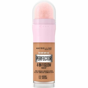 Maybelline Instant Anti-Age Perfector 4-In-1 Glow posvetlitveni tekoči puder z gobico 20 ml Odtenek 02 medium