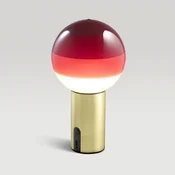 MARSET Akku-Tischlampe Dipping Light, rdeča/medenina, z možnostjo zatemnitve - Dnevna soba/jedilnica - Dizajn - burgundsko rdeča, medenina - Steklo