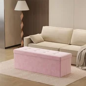 Songmics Shranjevalna otomanska klop 38x110x38 cm roza