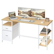 Songmics Pisarna miza z 2 policama 160x60x76 cm rjava