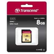 SDHC TRANSCEND 8GB 500S, 95/60MB/s, MLC, C10, UHS-I Speed Class 3 (U3), V30 (TS8GSDC500S)