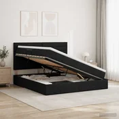 vidaXL Postelja z dodatnim prostorom za shranjevanje in vzmetnico Črna